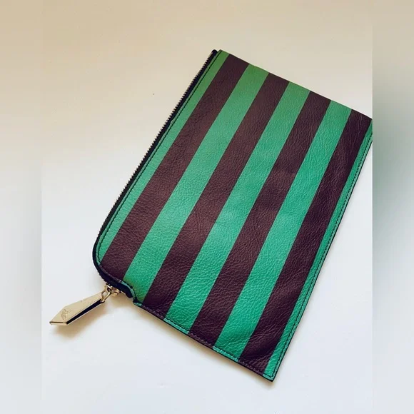 Vivienne Westwood RARE GREEN STRIPE TEDDY BEAR CLUTCH NWT AW15